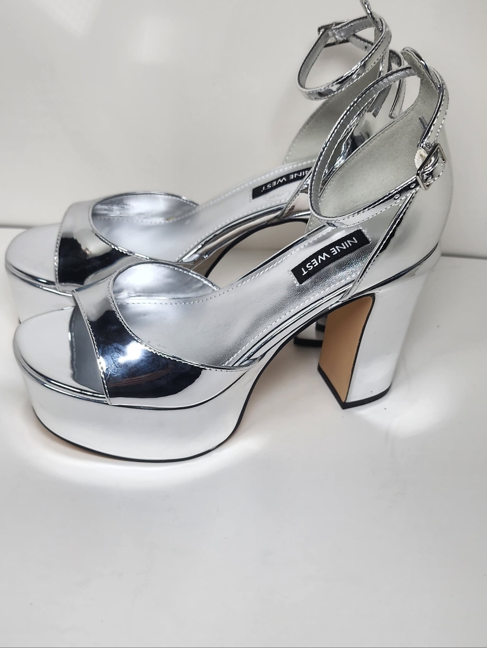 Nine West Silver Metallic Platform Sandals - Picture 3 of 4
